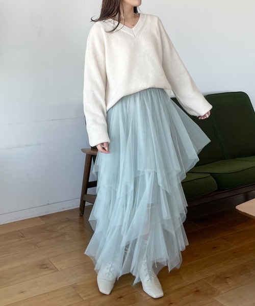 mysty woman（ミスティウーマン）の「【WEB限定】アイスクリームVネックニット　102204（ニット/セーター・レディース・グレー系その他/桜/ピンク/チョコ/ホワイト系その他/パープル系その他/ベージュ系その他/グリーン系その他・FREE）」の10枚目の写真