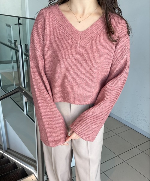 mysty woman（ミスティウーマン）の「【WEB限定】アイスクリームVネックニット　102204（ニット/セーター・レディース・グレー系その他/桜/ピンク/チョコ/ホワイト系その他/パープル系その他/ベージュ系その他/グリーン系その他・FREE）」の13枚目の写真