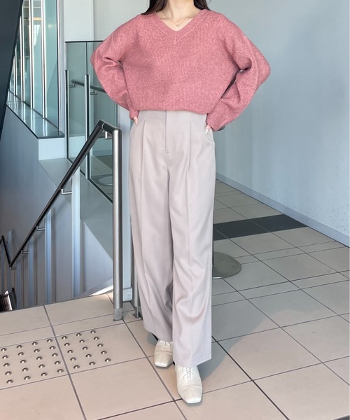 mysty woman（ミスティウーマン）の「【WEB限定】アイスクリームVネックニット　102204（ニット/セーター・レディース・グレー系その他/桜/ピンク/チョコ/ホワイト系その他/パープル系その他/ベージュ系その他/グリーン系その他・FREE）」の14枚目の写真