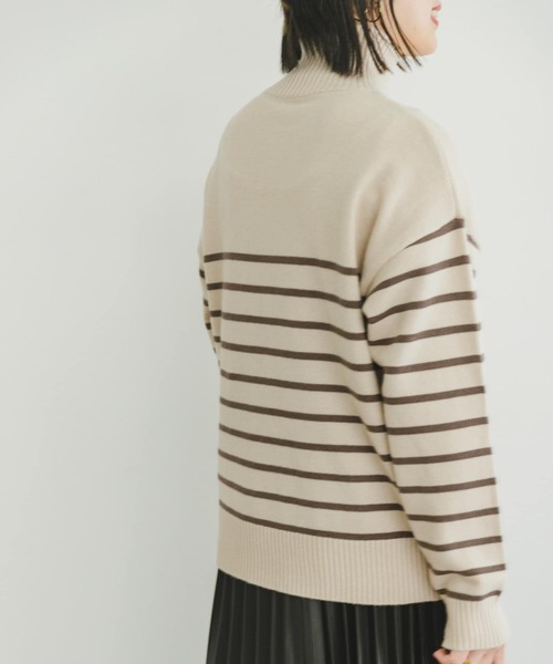 ITEMS URBANRESEARCH（アイテムズ アーバンリサーチ）の「『洗濯可』ハイネックボーダーニットプルオーバー（ニット/セーター・レディース・ホワイト系その他/ブラック系その他/ブラウン系その他・FREE）」の11枚目の写真