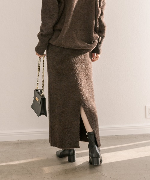 RIVE DROITE（リヴドロワ）の「セットアップ可能/フェザーラメスカート（スカート・レディース・ブラック/ブラウン・FREE）」の20枚目の写真