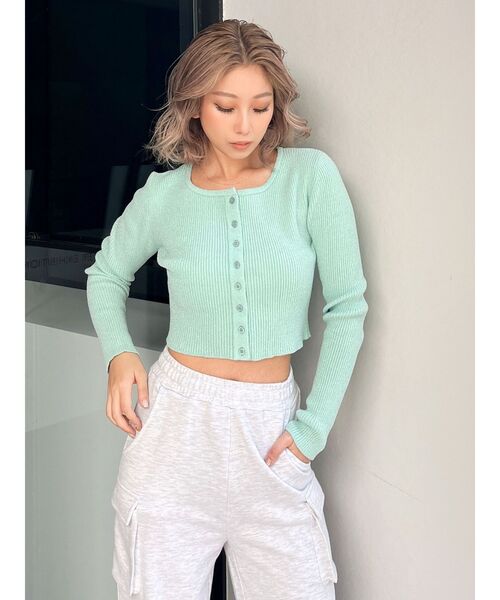 GYDA(ジェイダ)の「ラメモールニットカーディガン(カーディガン/ボレロ・レディース・オフホワイト/ミント/ラベンダー・FREE)」の2枚目の写真