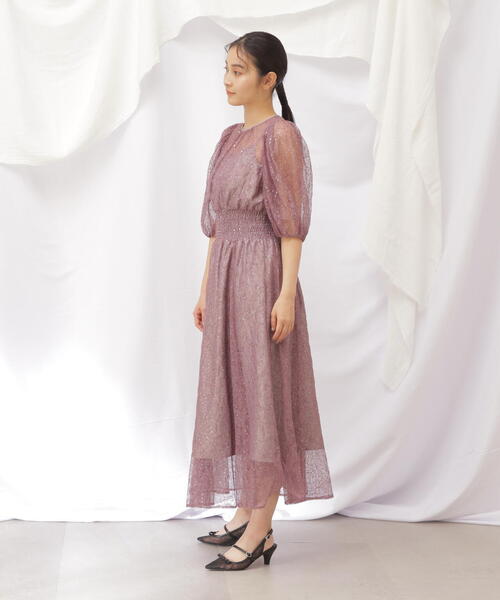 セール】◇スパンコールレースボリュームスリーブワンピース