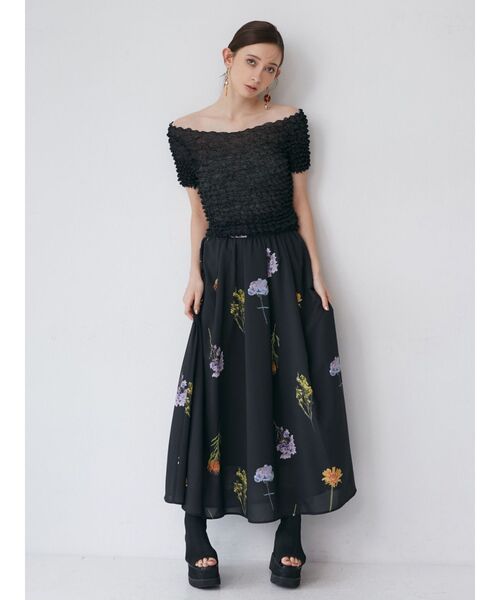 MURUA（ムルーア）の「【WEB限定】タックギャザーフラワープリントスカート（スカート・レディース・アイボリー/ブラック・FREE）」の7枚目の写真