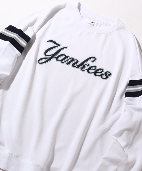 MLB(メジャーリーグベースボール)の「【MLB/メジャーリーグベースボール】袖ライン プルオーバーロゴスウェット(スウェット・メンズ・ホワイト/ネイビー/グリーン/アッシュグレー/ブラック・M/L/LL)」の6枚目の写真