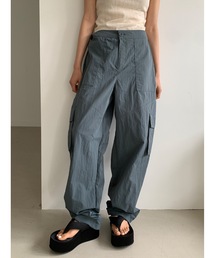 【DIDOT.】ヒップ ステッチ ナイロン カーゴパンツ