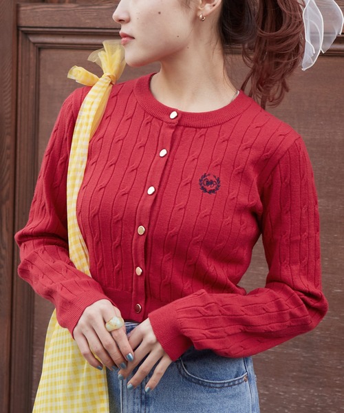 w closet（ダブルクローゼット）の「ケーブル編み刺しゅうカーディガン
