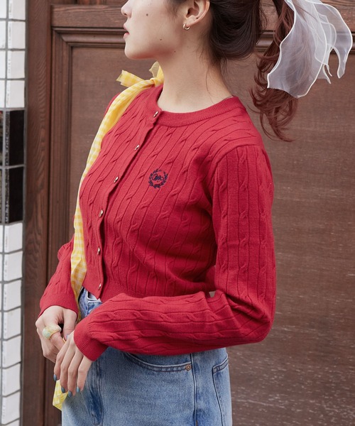 w closet（ダブルクローゼット）の「ケーブル編み刺しゅうカーディガン