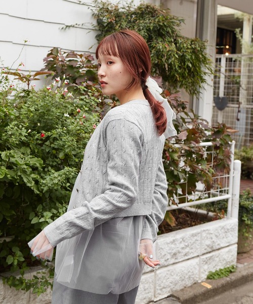 w closet（ダブルクローゼット）の「ケーブル編み刺しゅうカーディガン