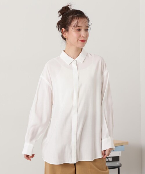 N.（N. Natural Beauty Basic）（エヌエヌナチュラルビューティーベーシック）の「◆ペプラム付きシャツ（シャツ/ブラウス・レディース・オフホワイト/レモンイエロー/ブラック・MEDIUM）」の15枚目の写真