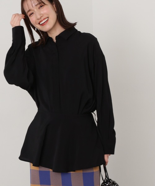 N.（N. Natural Beauty Basic）（エヌエヌナチュラルビューティーベーシック）の「◆ペプラム付きシャツ（シャツ/ブラウス・レディース・オフホワイト/レモンイエロー/ブラック・MEDIUM）」の3枚目の写真