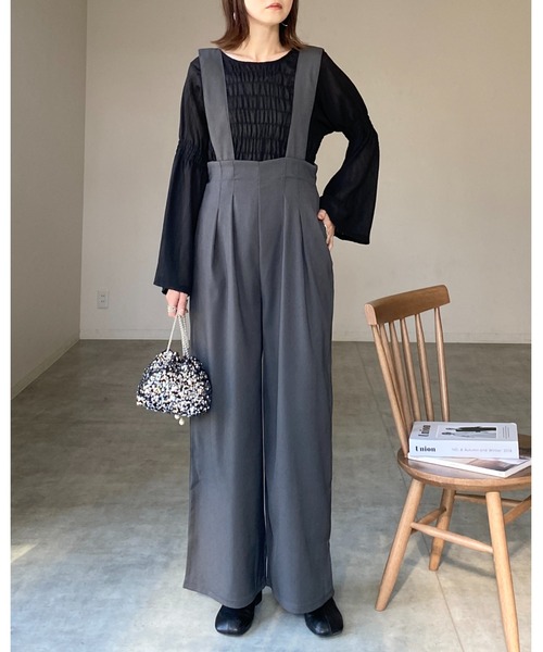 She's Closet(シーズクローゼット)の「長袖フレアスリーブシャーリングギャザーシアーペプラムブラウス(シャツ/ブラウス・レディース・ブラック/アイボリー・FREE)」の7枚目の写真