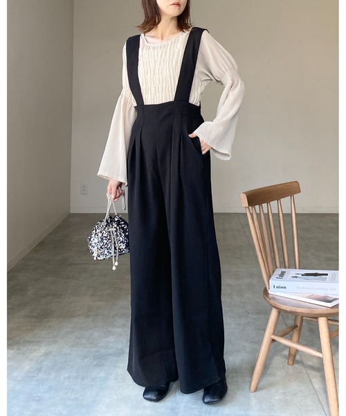 She's Closet(シーズクローゼット)の「長袖フレアスリーブシャーリングギャザーシアーペプラムブラウス(シャツ/ブラウス・レディース・ブラック/アイボリー・FREE)」の13枚目の写真