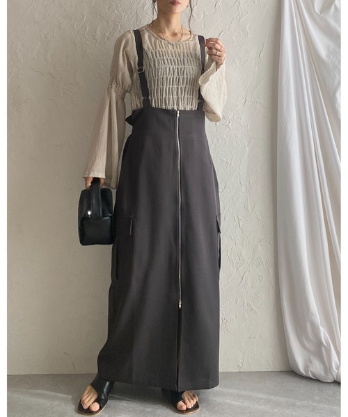 She's Closet(シーズクローゼット)の「長袖フレアスリーブシャーリングギャザーシアーペプラムブラウス(シャツ/ブラウス・レディース・ブラック/アイボリー・FREE)」の17枚目の写真