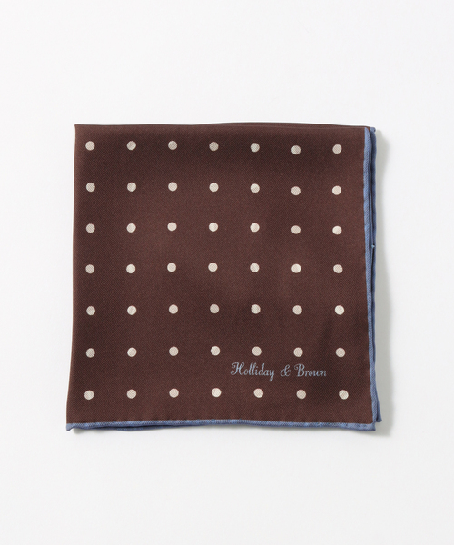 EDIFICE（エディフィス）の「【Holliday & Brown / ホリデー & ブラウン】Wフェイスドットプリントチーフ（バンダナ/スカーフ・メンズ・ブラック系その他/ブラウン・FREE）」の2枚目の写真