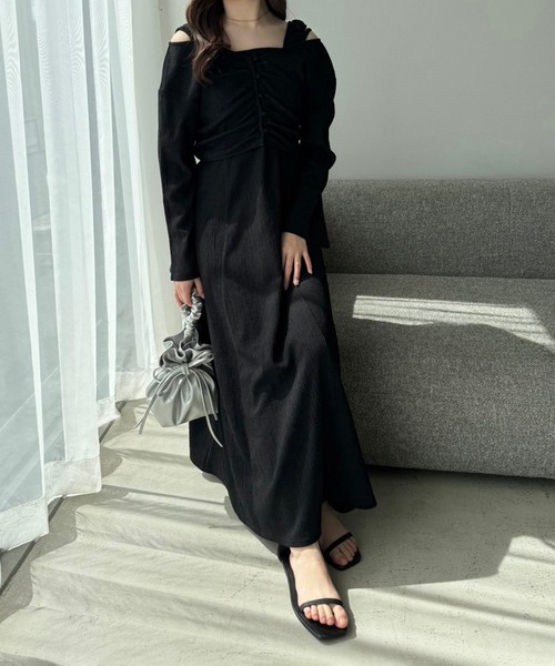 one after another NICE CLAUP（ワンアフターアナザーナイスクラップ）の「マルチウェイしぼしぼセットワンピース（ワンピース・レディース・ミント/ブラック×ホワイト/アイボリー/ブラック・FREE）」の21枚目の写真