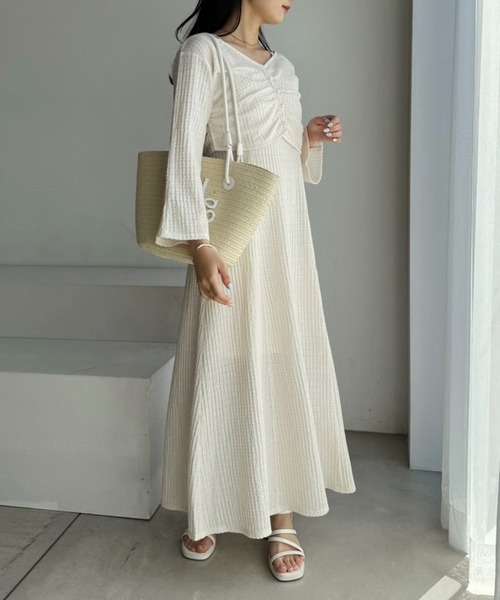 one after another NICE CLAUP（ワンアフターアナザーナイスクラップ）の「マルチウェイしぼしぼセットワンピース（ワンピース・レディース・ミント/ブラック×ホワイト/アイボリー/ブラック・FREE）」の6枚目の写真