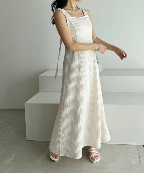 one after another NICE CLAUP（ワンアフターアナザーナイスクラップ）の「マルチウェイしぼしぼセットワンピース（ワンピース・レディース・ミント/ブラック×ホワイト/アイボリー/ブラック・FREE）」の14枚目の写真