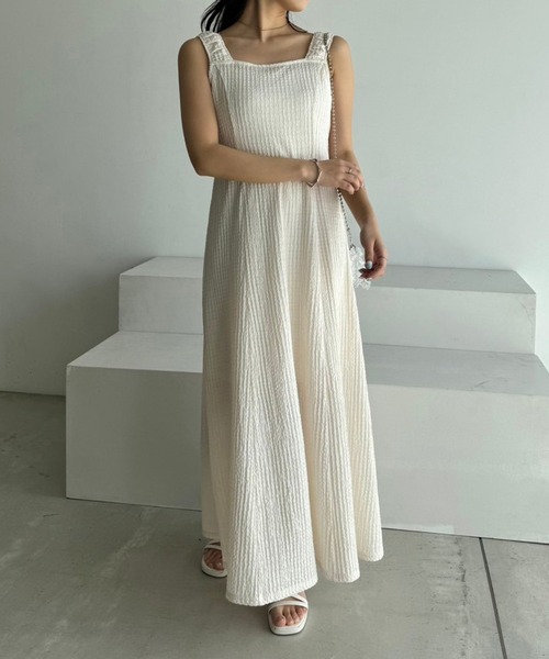 one after another NICE CLAUP（ワンアフターアナザーナイスクラップ）の「マルチウェイしぼしぼセットワンピース（ワンピース・レディース・ミント/ブラック×ホワイト/アイボリー/ブラック・FREE）」の16枚目の写真