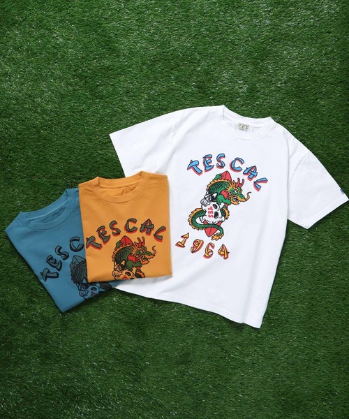 The Endless Summer（エンドレスサマー）の「TES DRAGON & BUHI T-SHIRT / Tシャツ（Tシャツ/カットソー・メンズ・イエロー/ホワイト/ブルーグレー・SMALL/MEDIUM/LARGE/X-LARGE）」の8枚目の写真