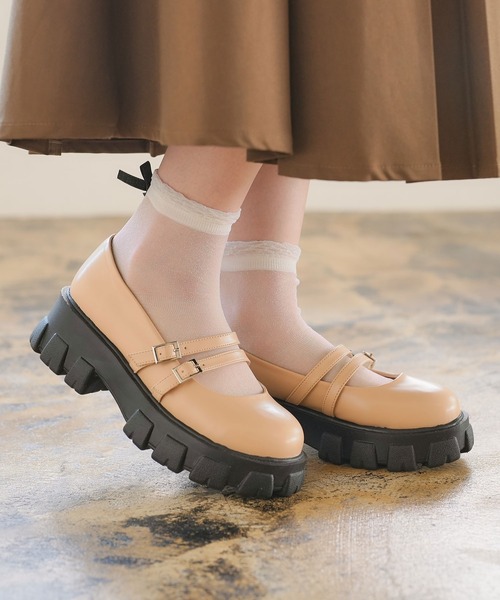 ★ドイツ発*BERSHKA*新作*メリージェーントラックソールシューズ セール】トラックソールメリージェーンパンプス(パンプス