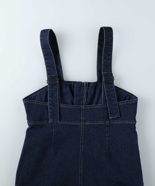 BACK NUMBER（バックナンバー）の「BACK NUMBER(バックナンバー)デニムジャンパースカート（サロペット/オーバーオール・レディース・ダークインディゴブルー/ライトインディゴブルー・L/M）」の13枚目の写真