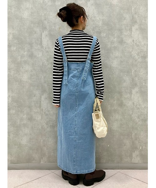 BACK NUMBER（バックナンバー）の「BACK NUMBER(バックナンバー)デニムジャンパースカート（サロペット/オーバーオール・レディース・ダークインディゴブルー/ライトインディゴブルー・L/M）」の16枚目の写真