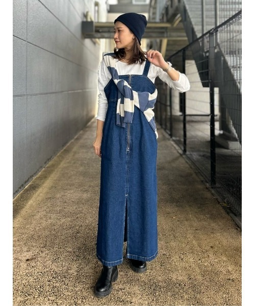 BACK NUMBER（バックナンバー）の「BACK NUMBER(バックナンバー)デニムジャンパースカート（サロペット/オーバーオール・レディース・ダークインディゴブルー/ライトインディゴブルー・L/M）」の20枚目の写真