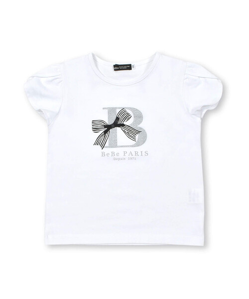 BeBe(ベベ)の「グリッターロゴリボン天竺Tシャツ(90~150cm)(Tシャツ/カットソー・キッズ・ホワイト/ネイビー・130cm/140cm/120cm/150cm/110cm/100cm/90cm)」の7枚目の写真