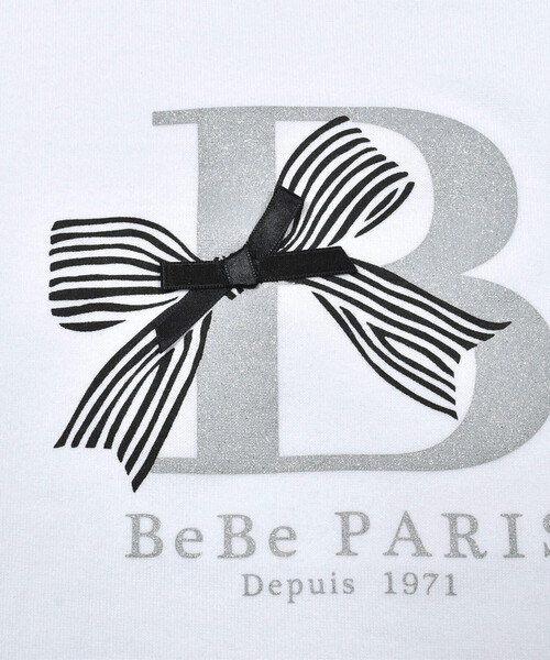BeBe(ベベ)の「グリッターロゴリボン天竺Tシャツ(90~150cm)(Tシャツ/カットソー・キッズ・ホワイト/ネイビー・130cm/140cm/120cm/150cm/110cm/100cm/90cm)」の10枚目の写真