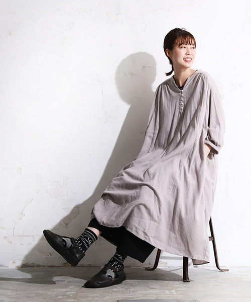 soulberry(ソウルベリー)の「ギャザーなワンピース veck(ワンピース・レディース・グレー系・L/M/4L/3L/LL)」の8枚目の写真