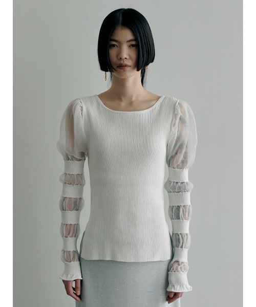 SORIN（ソリン　）の「Sheer & Rib Mix Top（ニット/セーター・レディース・ホワイト/ブラック/オリーブ・38）」の10枚目の写真