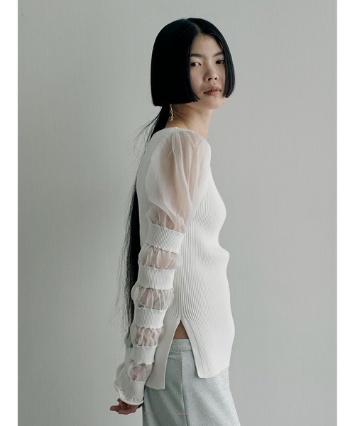 SORIN（ソリン　）の「Sheer & Rib Mix Top（ニット/セーター・レディース・ホワイト/ブラック/オリーブ・38）」の11枚目の写真