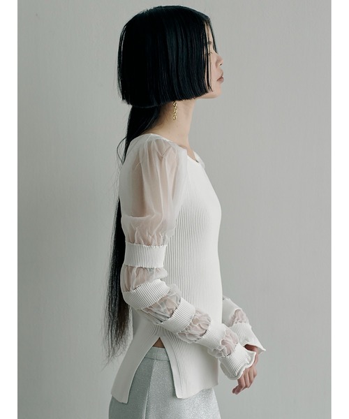 SORIN（ソリン　）の「Sheer & Rib Mix Top（ニット/セーター・レディース・ホワイト/ブラック/オリーブ・38）」の12枚目の写真