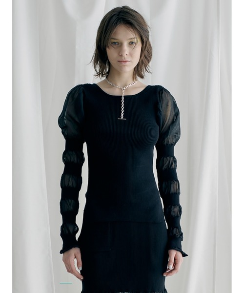 SORIN（ソリン　）の「Sheer & Rib Mix Top（ニット/セーター・レディース・ホワイト/ブラック/オリーブ・38）」の21枚目の写真