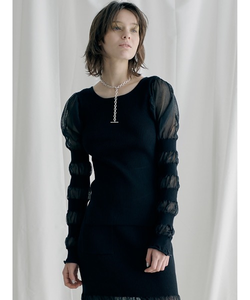 SORIN（ソリン　）の「Sheer & Rib Mix Top（ニット/セーター・レディース・ホワイト/ブラック/オリーブ・38）」の22枚目の写真