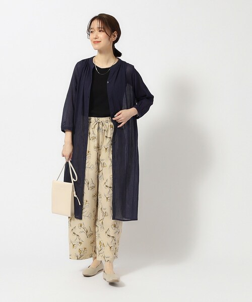 SHOO・LA・RUE（シューラルー）の「◆【洗える/7分袖】ふんわり さらさら コットンシフォンシャツワンピース（ワンピース・レディース・カーキ/ネイビー/ピンク系/ライトベージュ/ブルー・04/02/03）」の9枚目の写真