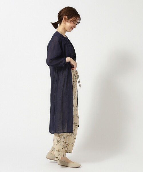 SHOO・LA・RUE（シューラルー）の「◆【洗える/7分袖】ふんわり さらさら コットンシフォンシャツワンピース（ワンピース・レディース・カーキ/ネイビー/ピンク系/ライトベージュ/ブルー・04/02/03）」の10枚目の写真