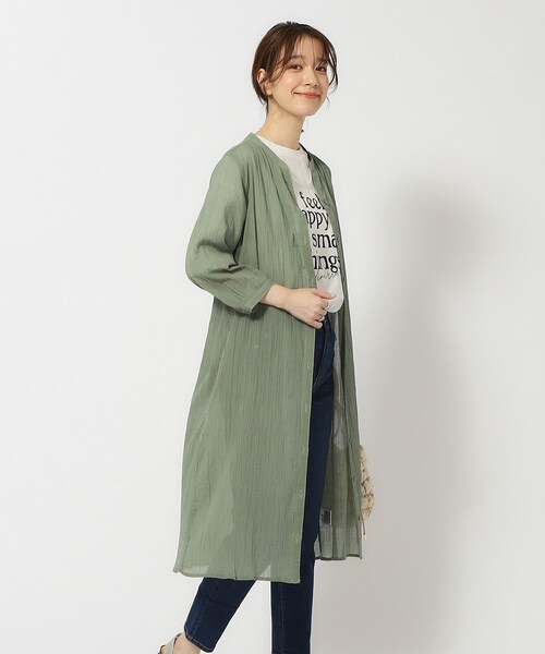 SHOO・LA・RUE（シューラルー）の「◆【洗える/7分袖】ふんわり さらさら コットンシフォンシャツワンピース（ワンピース・レディース・カーキ/ネイビー/ピンク系/ライトベージュ/ブルー・04/02/03）」の14枚目の写真