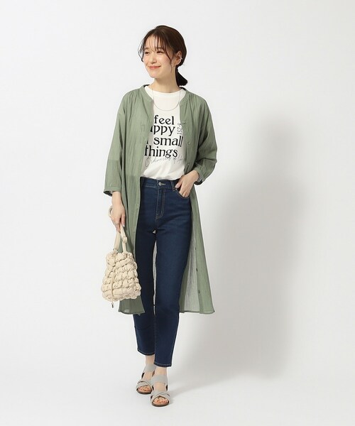 SHOO・LA・RUE（シューラルー）の「◆【洗える/7分袖】ふんわり さらさら コットンシフォンシャツワンピース（ワンピース・レディース・カーキ/ネイビー/ピンク系/ライトベージュ/ブルー・04/02/03）」の16枚目の写真