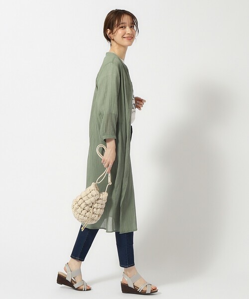 SHOO・LA・RUE（シューラルー）の「◆【洗える/7分袖】ふんわり さらさら コットンシフォンシャツワンピース（ワンピース・レディース・カーキ/ネイビー/ピンク系/ライトベージュ/ブルー・04/02/03）」の17枚目の写真