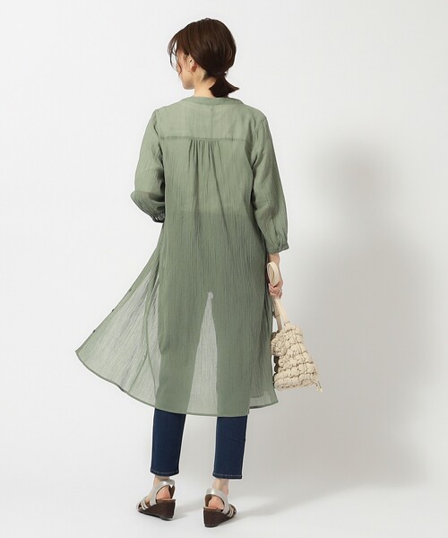 SHOO・LA・RUE（シューラルー）の「◆【洗える/7分袖】ふんわり さらさら コットンシフォンシャツワンピース（ワンピース・レディース・カーキ/ネイビー/ピンク系/ライトベージュ/ブルー・04/02/03）」の18枚目の写真