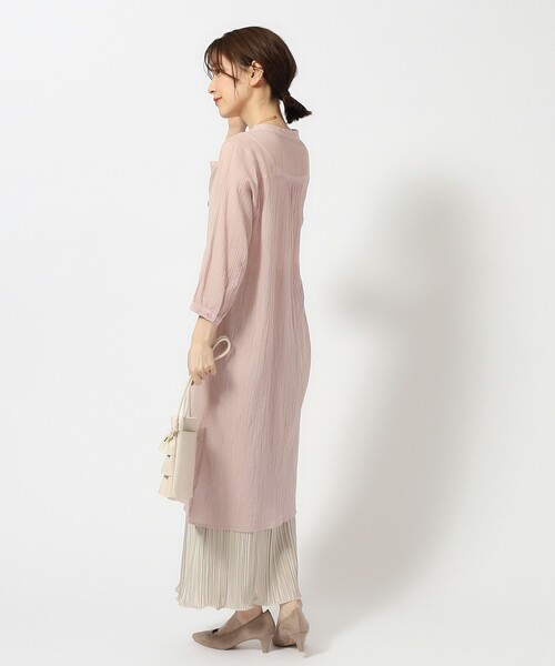 セール】【洗える/7分袖】ふんわり さらさら コットンシフォンシャツ  