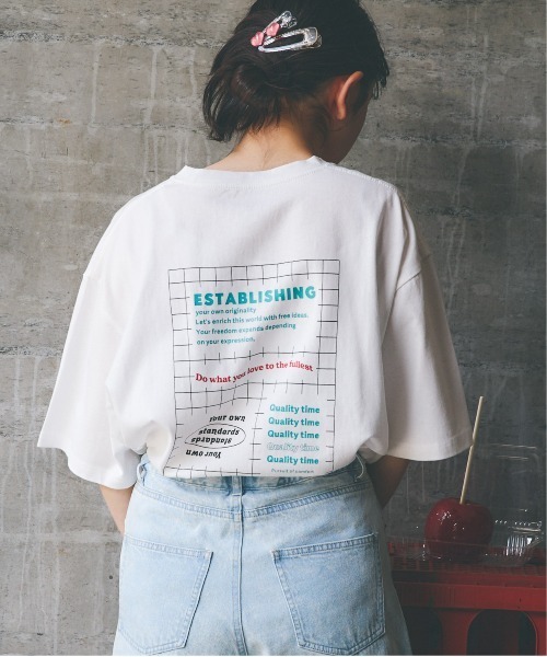 GLOBAL WORK（グローバルワーク）の「アカヌケグラフィックT半袖/AND YUA ANY/106440（Tシャツ/カットソー・キッズ・ピンク/キナリ/ホワイト系5/ブルー/イエロー/ホワイト系6/ホワイト系1/ホワイト系7/ブラック/グリーン・150cm/170cm/160cm）」の6枚目の写真