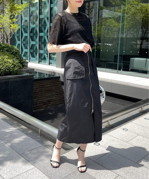 Meli rich（メリーリッチ）の「キャミ付き半袖フリルトップス（Tシャツ/カットソー・レディース・ナチュラル/ブラック・MEDIUM）」の12枚目の写真