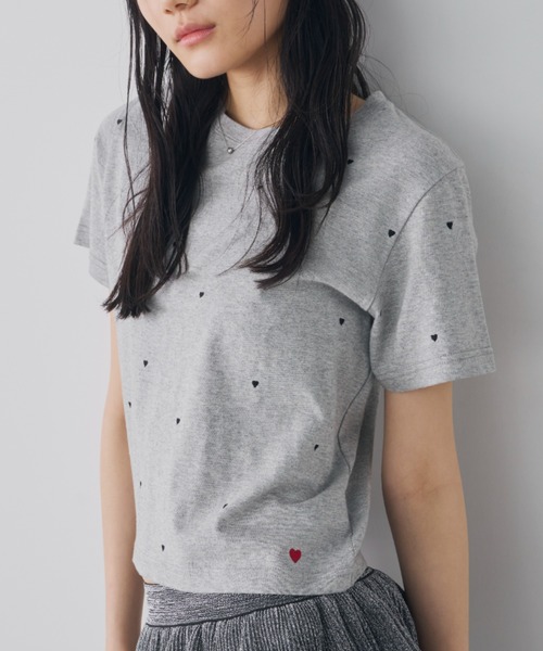 Aunt Marie's(アントマリーズ)の「ハート刺繍コンパクトミニTシャツ(Tシャツ/カットソー・レディース・グレー/ブラック/ホワイト・FREE)」の22枚目の写真