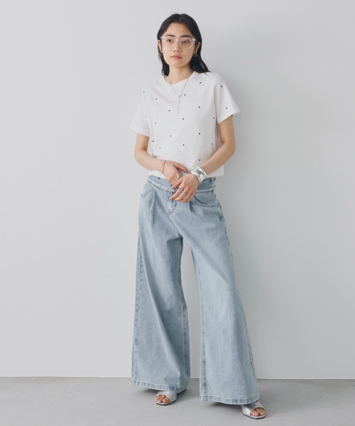 Aunt Marie's(アントマリーズ)の「ハート刺繍コンパクトミニTシャツ(Tシャツ/カットソー・レディース・グレー/ブラック/ホワイト・FREE)」の15枚目の写真