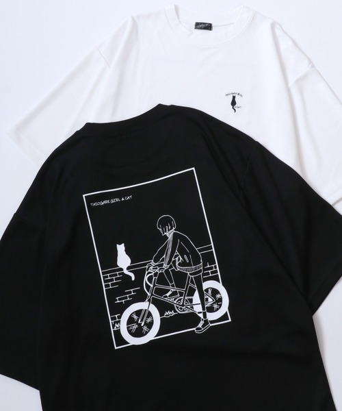 ANPAS（アンパス）の「Cool Touch Ponte Fabric The TASOGARE GIRL Back Print T-Shirt/ポンチ ガールプリント 半袖 Tシャツ バックプリント ワンポイント刺繍（Tシャツ/カットソー・メンズ・ホワイト系その他/ホワイト系その他3/ブラック系その他2/ブラック系その他/ホワイト系その他2/ブラック系その他3/ブラック系その他5/ブラック系その他4/ホワイト系その他5/ホワイト系その他4・M/L）」の6枚目の写真