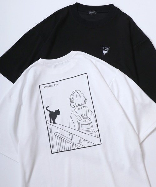 ANPAS（アンパス）の「Cool Touch Ponte Fabric The TASOGARE GIRL Back Print T-Shirt/ポンチ ガールプリント 半袖 Tシャツ バックプリント ワンポイント刺繍（Tシャツ/カットソー・メンズ・ホワイト系その他/ホワイト系その他3/ブラック系その他2/ブラック系その他/ホワイト系その他2/ブラック系その他3/ブラック系その他5/ブラック系その他4/ホワイト系その他5/ホワイト系その他4・M/L）」の2枚目の写真
