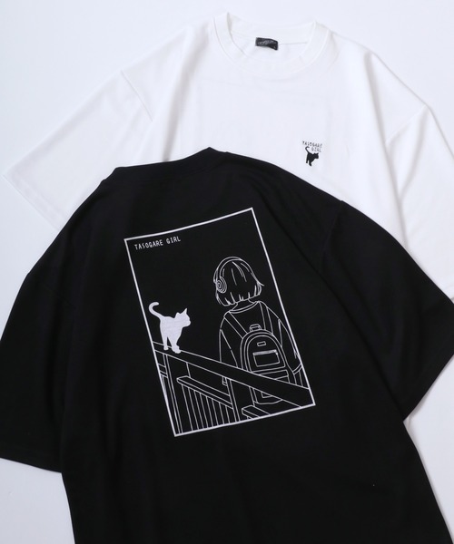 ANPAS（アンパス）の「Cool Touch Ponte Fabric The TASOGARE GIRL Back Print T-Shirt/ポンチ ガールプリント 半袖 Tシャツ バックプリント ワンポイント刺繍（Tシャツ/カットソー・メンズ・ホワイト系その他/ホワイト系その他3/ブラック系その他2/ブラック系その他/ホワイト系その他2/ブラック系その他3/ブラック系その他5/ブラック系その他4/ホワイト系その他5/ホワイト系その他4・M/L）」の7枚目の写真